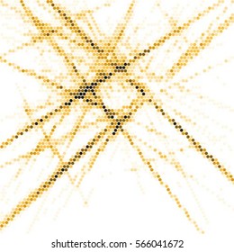 Spotted halftone grunge yellow line background. Abstract vector illustration background. Grunge grid polka dot background pattern