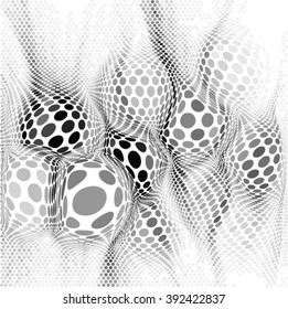 Spotted halftone line vector illustration. Abstract grunge monochrome polka dot 3d background pattern. 