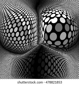 Spotted halftone line vector illustration. Abstract grunge monochrome polka dot 3d background pattern.