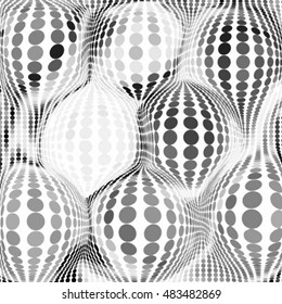 Spotted halftone line vector illustration. Abstract grunge monochrome polka dot 3d background pattern.