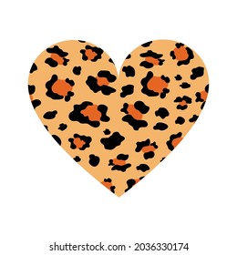 Spotted heart on a white background. Trendy leopard print. Vector.
