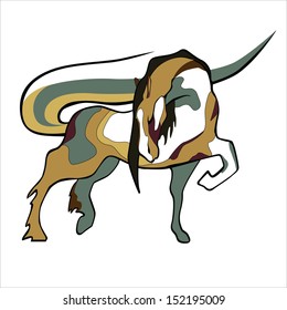 Spotted horse painted on a white background