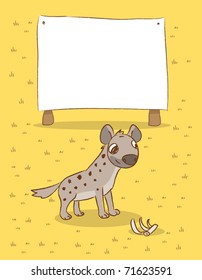 spotted hyena, wild animals savanna drawings, blank sign