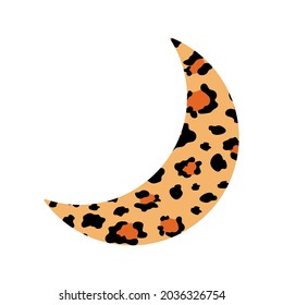 Luna vista en un fondo blanco. Impresión de leopardo de moda. Vector.
