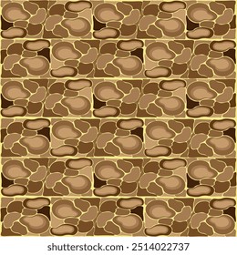 Spotted mosaic pattern. Abstract surreal vector background with beige and brown streaks on a yellow background. Modern design