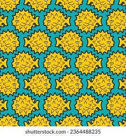 Spotted Puffer pattern seamless. Baby fabric texture