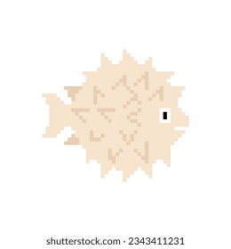 Spotted Puffer pixel art. 8 bit Vector illustration