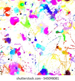 Spotted seamless background. Colorful splashes texture. Abstract vector pattern.