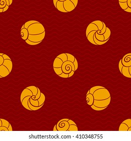 Fundo sem costura manchado com conchas redondas