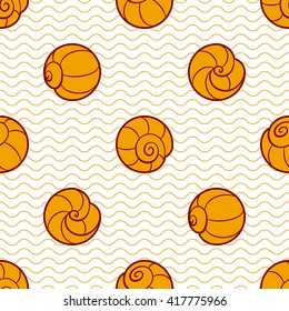 Spotted seamless background with round shells