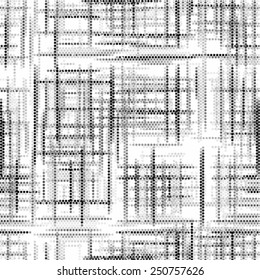 Spotted seamless grunge abstract line grid background halftone effect. Vector illustration