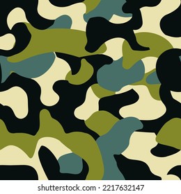 Spotted seamless pattern in camouflage style. Shapeless spots scattered at random. Calm colors are suitable for the design of clothes or fabric. Seamless vector pattern in urban camouflage style.