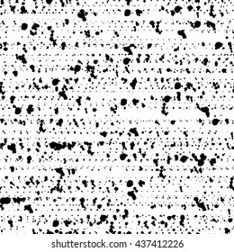 Spotted seamless pattern of grunge background texture with destroyed shapes. Monochrome backdrop. Black and white  dirty template. Grunge confetti. Vector illustration.