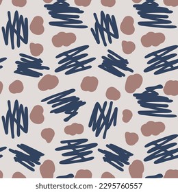 Spotted seamless pattern with grunge elements. Hand drawn background for your design.Textile, packaging, blog decoration, banner, poster, wrapping paper.