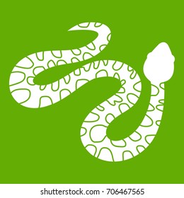 Spotted snake icon white isolated on green background. Vector illustration