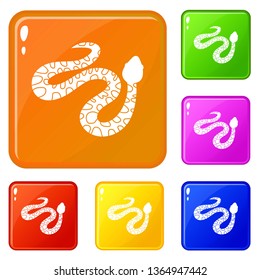 Spotted snake icons set collection vector 6 color isolated on white background