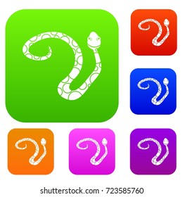 Spotted snake set icon color in flat style isolated on white. Collection sings vector illustration