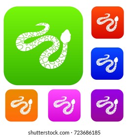 Spotted snake set icon color in flat style isolated on white. Collection sings vector illustration