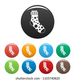 Spotted sock icon. Simple illustration of spotted sock vector icons set color isolated on white