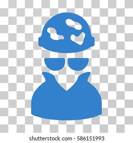 Spotted Spy vector icon. Illustration style is flat iconic cobalt symbol on a transparent background.