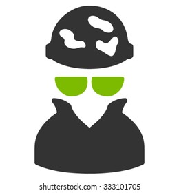 Spotted Spy vector icon. Style is bicolor flat symbol, eco green and gray colors, rounded angles, white background.