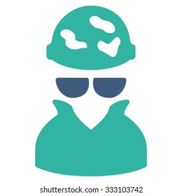 Spotted Spy vector icon. Style is bicolor flat symbol, cobalt and cyan colors, rounded angles, white background.