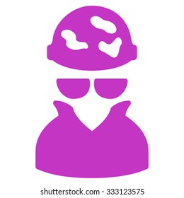 Spotted Spy vector icon. Style is flat symbol, violet color, rounded angles, white background.