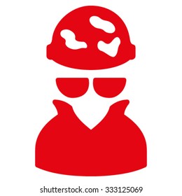 Spotted Spy vector icon. Style is flat symbol, red color, rounded angles, white background.
