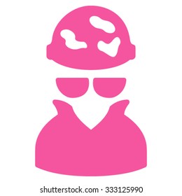 Spotted Spy vector icon. Style is flat symbol, pink color, rounded angles, white background.