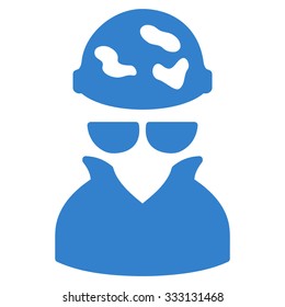 Spotted Spy vector icon. Style is flat symbol, cobalt color, rounded angles, white background.