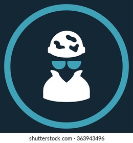 Spotted Spy vector icon. Style is bicolor flat circled symbol, blue and white colors, rounded angles, dark blue background.