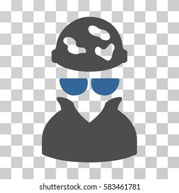 Spotted Spy vector pictograph. Illustration style is flat iconic bicolor cobalt and gray symbol on a transparent background.