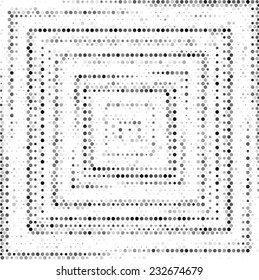 Spotted square tile illustration. Retro dotted line 