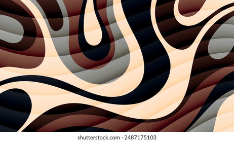 Papel pintado abstracto a rayas manchadas en tonos crema de chocolate. Excelente fondo para decorar páginas en redes sociales, carteles, presentaciones, publicidad exterior y tus otros proyectos. Vector.