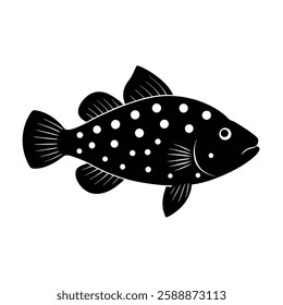 Spotted Sweetlips Silhouette Vector Art Illustration and Black Color Design of Spotted Sweetlips Fish