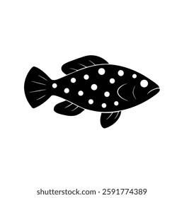 Spotted Sweetlips Silhouette Vector Art Illustration and Black Color Design of Spotted Sweetlips Fish