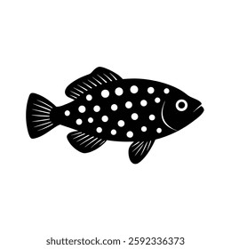 Spotted Sweetlips Silhouette Vector Art Illustration and Black Color Design of Spotted Sweetlips Fish