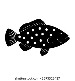 Spotted Sweetlips Silhouette Vector Art Illustration and Black Color Design of Spotted Sweetlips Fish