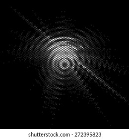 Spotted swirl abstract background halftone illustration.Halftone ripple in water with concentric circles. Polka vector illustration 
