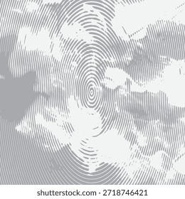 Ilustración de semitono de fondo de Vector abstracto de remolino manchado. Ondulación de semitono en agua con círculos concéntricos. Ilustración manchada