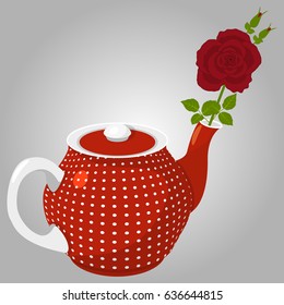 Spotted teapot and rose