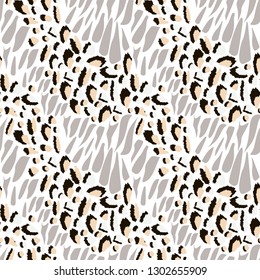 Spotted vector seamless pattern. Abstract spots and stripes on white background for design, textile, wallpaper, wrapping, cover page, web site, card, carton, print, banner.