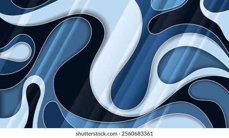 Spotted wallpaper in blue tones with 3D effect. An excellent background for designing social media pages, posters, presentations, outdoor advertising and your other projects. Vector.