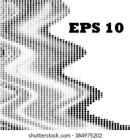 Spotted wave grid black and white ink grunge brush vector illustration background