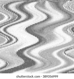 Spotted wave grid black and white ink grunge brush vector illustration background