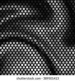 Spotted wave grid black and white ink grunge brush vector illustration background