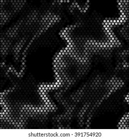 Spotted wave grid black and white ink grunge brush vector illustration background