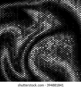 Spotted wave grid black and white ink grunge brush vector illustration background