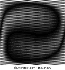 Spotted wave grid black and white ink grunge brush vector illustration background
