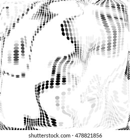 Spotted wave grid black and white ink grunge brush vector illustration background